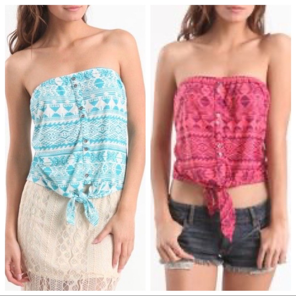 Kirra Mint & Black Tribal Print Tube Top